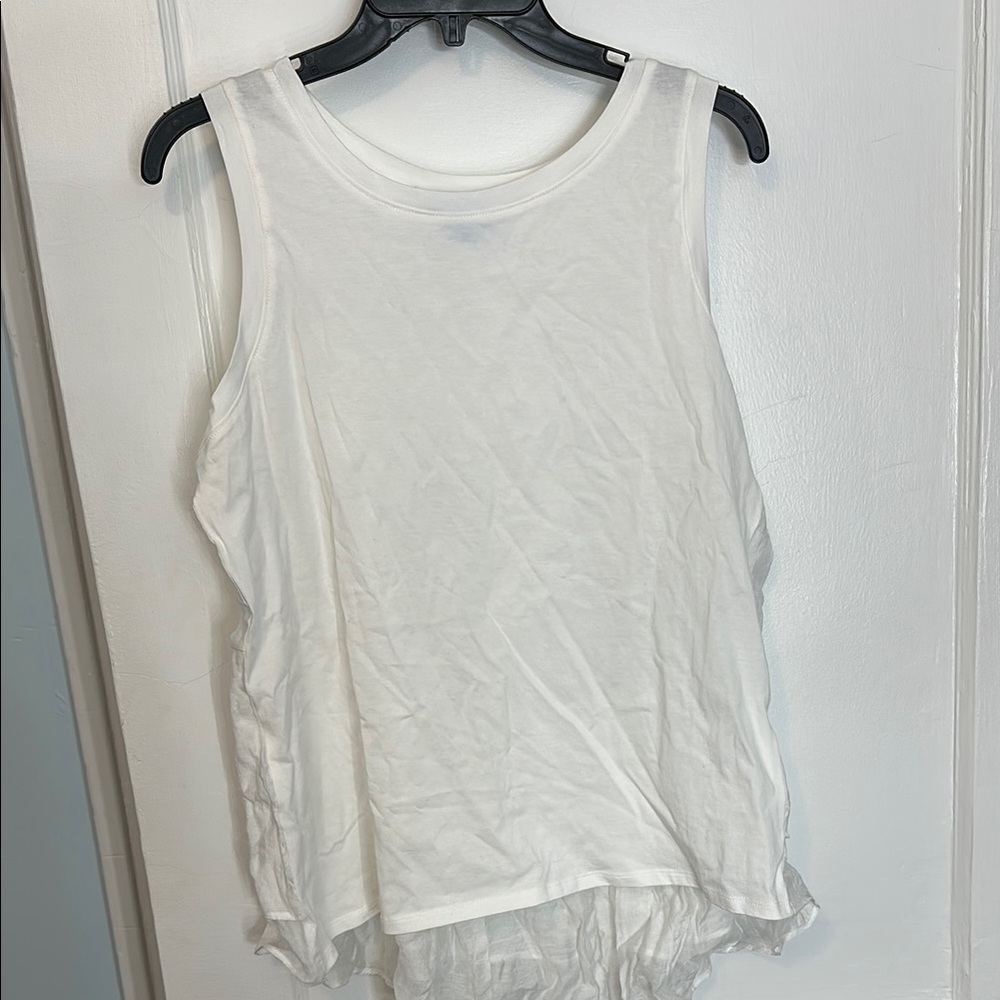Women's White Sleeveless Layered Tank Top